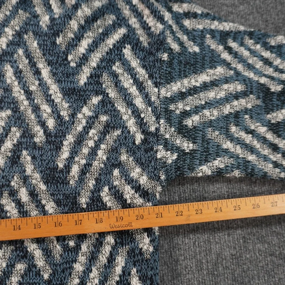Robinsons Sweater Mens Medium Blue Geometric Chevron Knit Vintage Crewneck